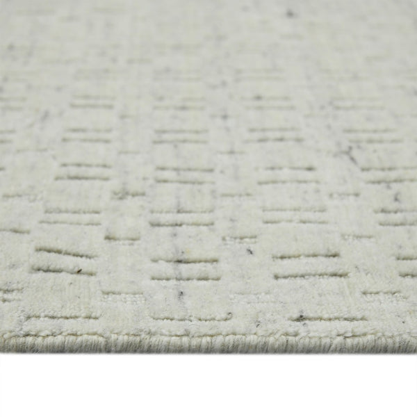 Amer Rugs Houston Modern Geometric Hand-woven Area Rug – Cozy 100% New Zealand Wool For Stylish Home Décor Natural White Wool Hou10203