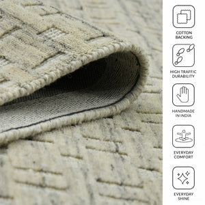 Amer Rugs Houston Modern Geometric Hand-woven Area Rug – Cozy 100% New Zealand Wool For Stylish Home Décor Beige Wool Hou20203