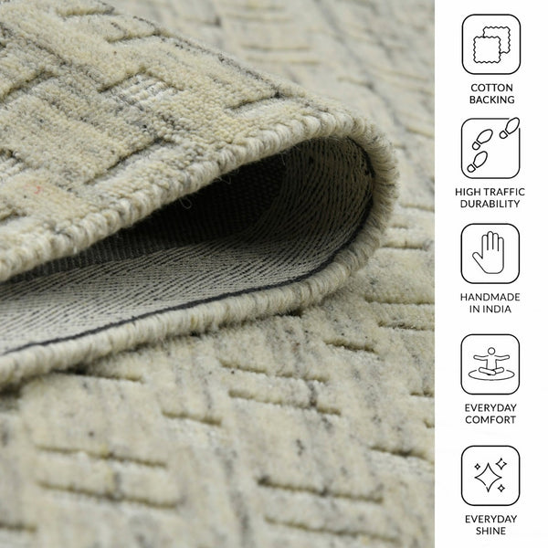 Amer Rugs Houston Modern Geometric Hand-woven Area Rug – Cozy 100% New Zealand Wool For Stylish Home Décor Beige Wool Hou20203