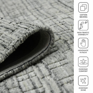 Amer Rugs Houston Modern Geometric Hand-woven Area Rug – Cozy 100% New Zealand Wool For Stylish Home Décor Light Gray Wool Hou30203