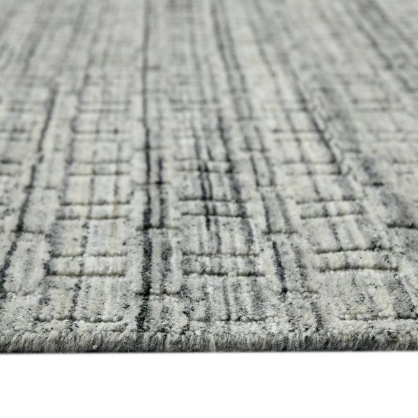 AMER Rugs Houston Aliya HOU-3 Hand-Loomed Handmade New Zealand Natural Wool Transitional Geometric Rug Light Gray 8'9" x 11'9"