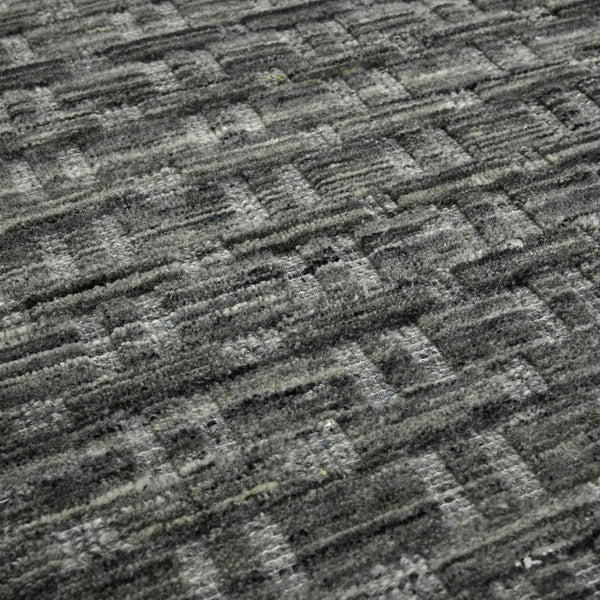 AMER Rugs Houston Aliya HOU-5 Hand-Loomed Handmade New Zealand Natural Wool Transitional Geometric Rug Dark Gray 8'9" x 11'9"