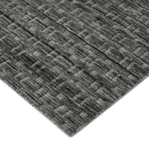 AMER Rugs Houston Aliya HOU-5 Hand-Loomed Handmade New Zealand Natural Wool Transitional Geometric Rug Dark Gray 8'9" x 11'9"