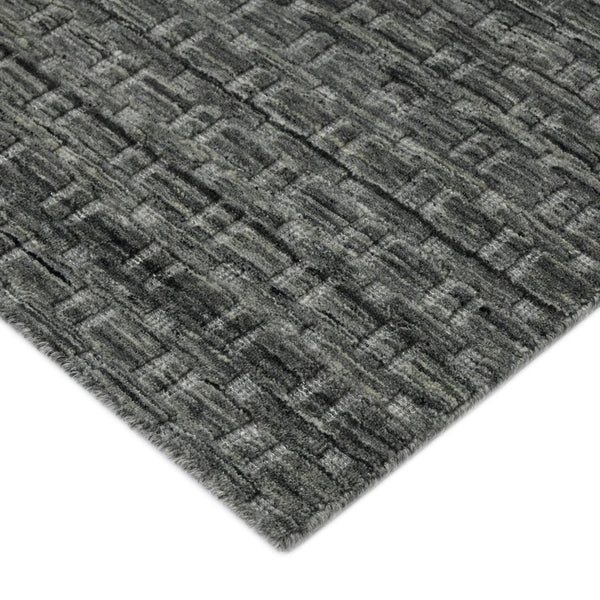 AMER Rugs Houston Aliya HOU-5 Hand-Loomed Handmade New Zealand Natural Wool Transitional Geometric Rug Dark Gray 8'9" x 11'9"