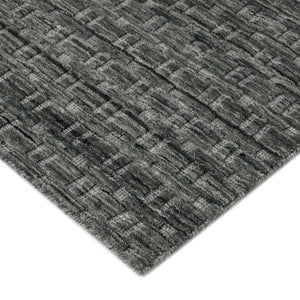 Amer Rugs Houston Modern Geometric Hand-woven Area Rug – Cozy 100% New Zealand Wool For Stylish Home Décor Dark Gray Wool Hou50203