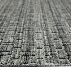 AMER Rugs Houston Aliya HOU-5 Hand-Loomed Handmade New Zealand Natural Wool Transitional Geometric Rug Dark Gray 8'9" x 11'9"