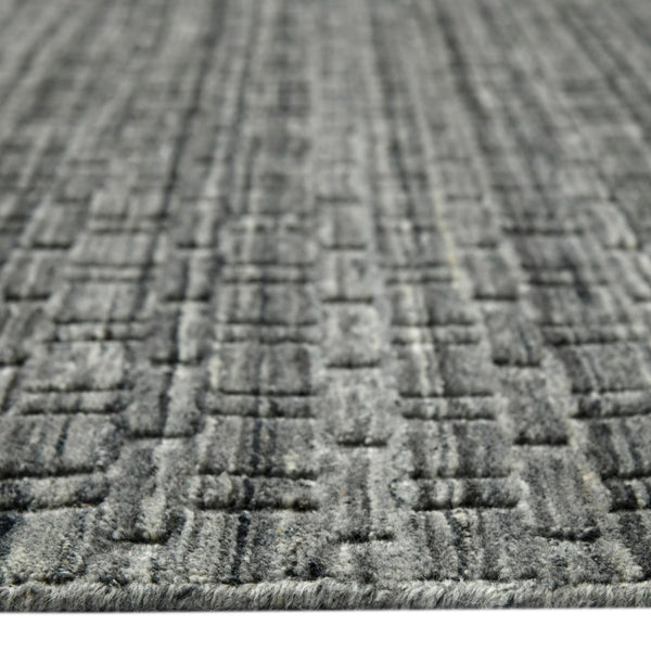 AMER Rugs Houston Aliya HOU-5 Hand-Loomed Handmade New Zealand Natural Wool Transitional Geometric Rug Dark Gray 8'9" x 11'9"