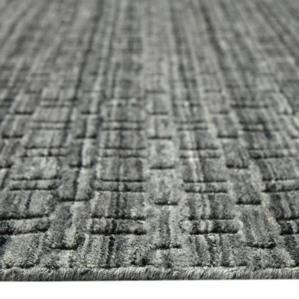 Amer Rugs Houston Modern Geometric Hand-woven Area Rug – Cozy 100% New Zealand Wool For Stylish Home Décor Dark Gray Wool Hou50203