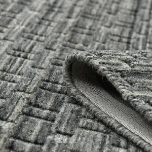 Amer Rugs Houston Modern Geometric Hand-woven Area Rug – Cozy 100% New Zealand Wool For Stylish Home Décor Dark Gray Wool Hou50203