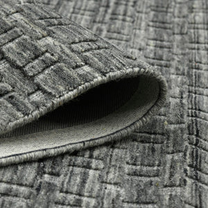 AMER Rugs Houston Aliya HOU-5 Hand-Loomed Handmade New Zealand Natural Wool Transitional Geometric Rug Dark Gray 8'9" x 11'9"