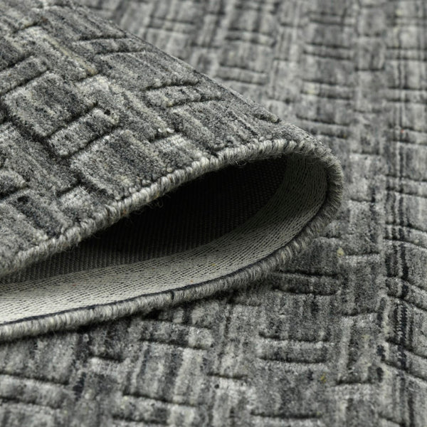 AMER Rugs Houston Aliya HOU-5 Hand-Loomed Handmade New Zealand Natural Wool Transitional Geometric Rug Dark Gray 8'9" x 11'9"