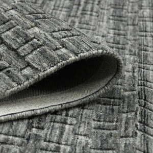 Amer Rugs Houston Modern Geometric Hand-woven Area Rug – Cozy 100% New Zealand Wool For Stylish Home Décor Dark Gray Wool Hou50203