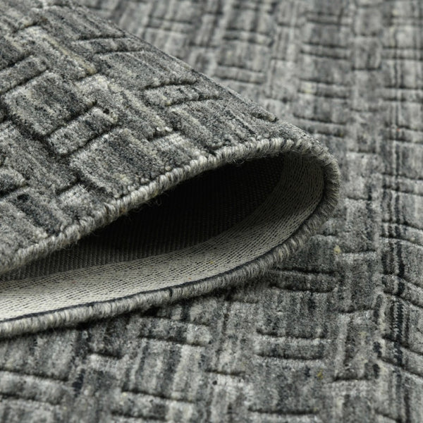 Amer Rugs Houston Modern Geometric Hand-woven Area Rug – Cozy 100% New Zealand Wool For Stylish Home Décor Dark Gray Wool Hou50203