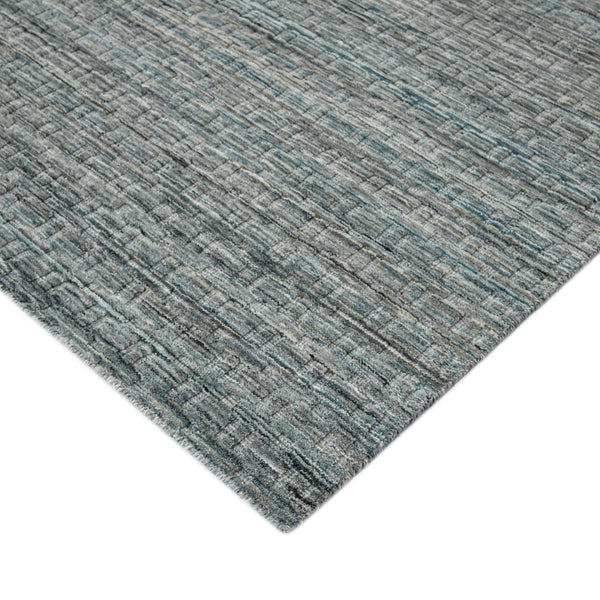 AMER Rugs Houston Aliya HOU-6 Hand-Loomed Handmade New Zealand Natural Wool Transitional Geometric Rug Turq Gray 8'9" x 11'9"