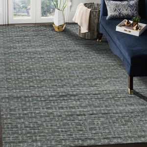 AMER Rugs Houston Aliya HOU-6 Hand-Loomed Handmade New Zealand Natural Wool Transitional Geometric Rug Turq Gray 8'9" x 11'9"