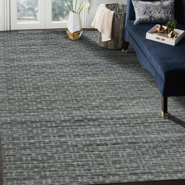 Amer Rugs Houston Modern Geometric Hand-woven Area Rug – Cozy 100% New Zealand Wool For Stylish Home Décor Turq Gray Wool Hou60203