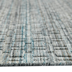 AMER Rugs Houston Aliya HOU-6 Hand-Loomed Handmade New Zealand Natural Wool Transitional Geometric Rug Turq Gray 8'9" x 11'9"