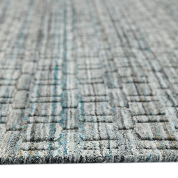 AMER Rugs Houston Aliya HOU-6 Hand-Loomed Handmade New Zealand Natural Wool Transitional Geometric Rug Turq Gray 8'9" x 11'9"
