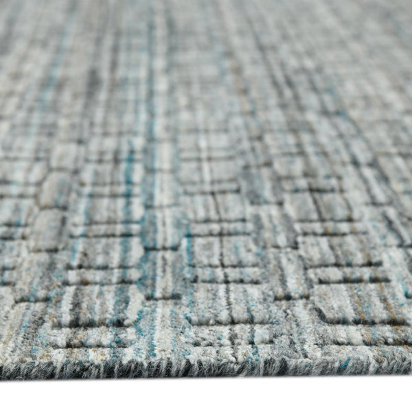 Amer Rugs Houston Modern Geometric Hand-woven Area Rug – Cozy 100% New Zealand Wool For Stylish Home Décor Turq Gray Wool Hou60203