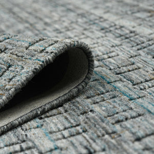 Amer Rugs Houston Modern Geometric Hand-woven Area Rug – Cozy 100% New Zealand Wool For Stylish Home Décor Turq Gray Wool Hou60203