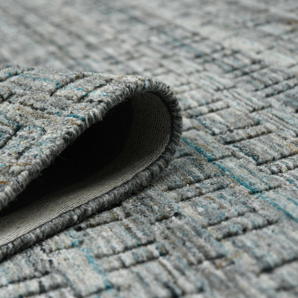 Amer Rugs Houston Modern Geometric Hand-woven Area Rug – Cozy 100% New Zealand Wool For Stylish Home Décor Turq Gray Wool Hou60203