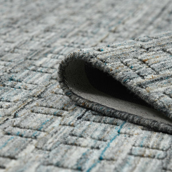 Amer Rugs Houston Modern Geometric Hand-woven Area Rug – Cozy 100% New Zealand Wool For Stylish Home Décor Turq Gray Wool Hou60203