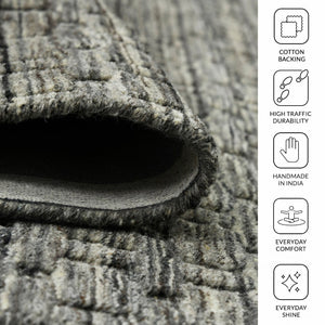 Amer Rugs Houston Modern Geometric Hand-woven Area Rug – Cozy 100% New Zealand Wool For Stylish Home Décor Brown Wool Hou70203