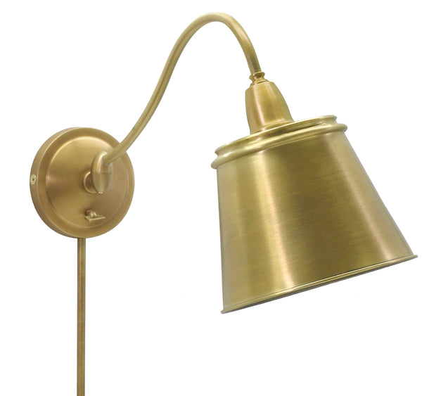 House Of Troy Hyde Park Wall Swings: Elegant Metal Shade Design With Full Range Dimmer For Ultimate Comfort Weathered Brass Metal Hp725-wb-mswb