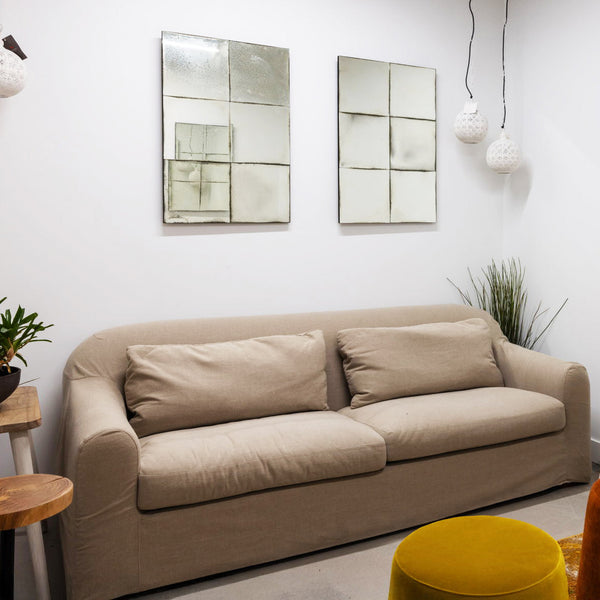 Lh Imports Harper Slipcover Only - Stylish Linen Ivory For Easy Maintenance And Exceptional Durability Beige Polyester,Linen,Feather,Hr Foam,Dacron,Pine,Plywood,Poplar,Oak,Rubberwood Hpr01-mlt