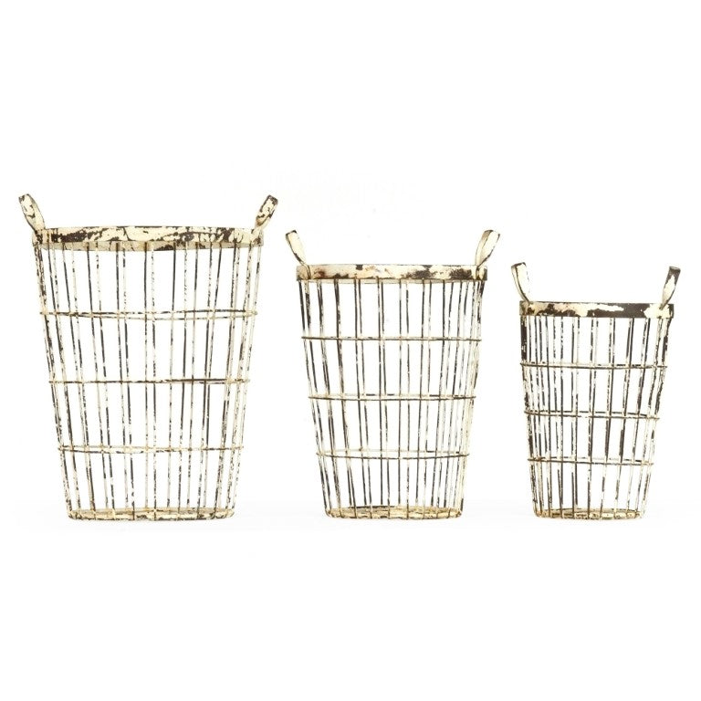 Zentique Metal Crate Set of 3 Rustic Industrial Stackable Metal Bins 9x12x9 Durable Distressed Storage Solutions HR110607.61