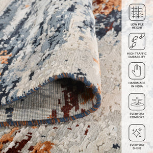 Hermitage Hand-knotted Wool Viscose Abstract Area Rug Artisan Crafted for Modern Living Spaces