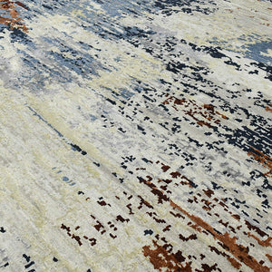 Hermitage Hand-knotted Wool Viscose Abstract Area Rug Artisan Crafted for Modern Living Spaces