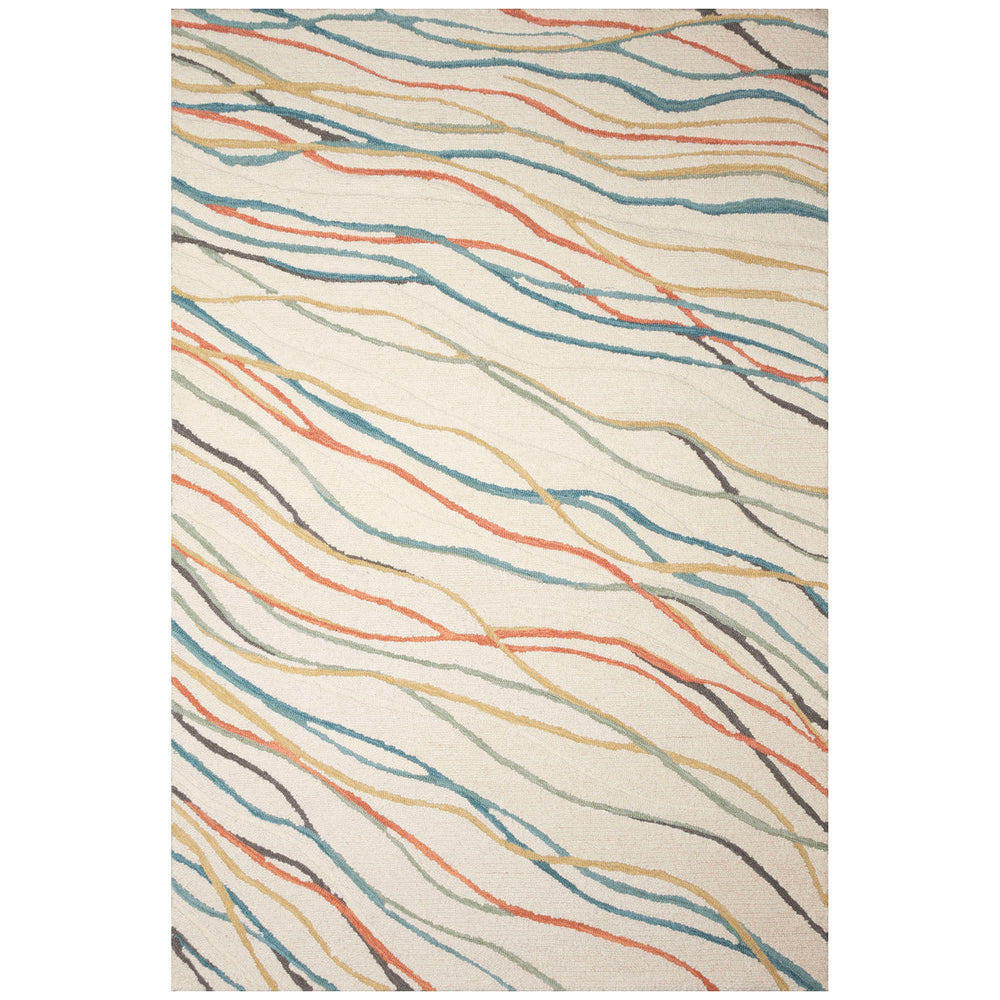 Trans Ocean Liora Manne Horizon Ribbons Indoor Area Rug - Hand Tufted Wool With Contemporary Wave Design Ivory Wool Pile Hrn81786523
