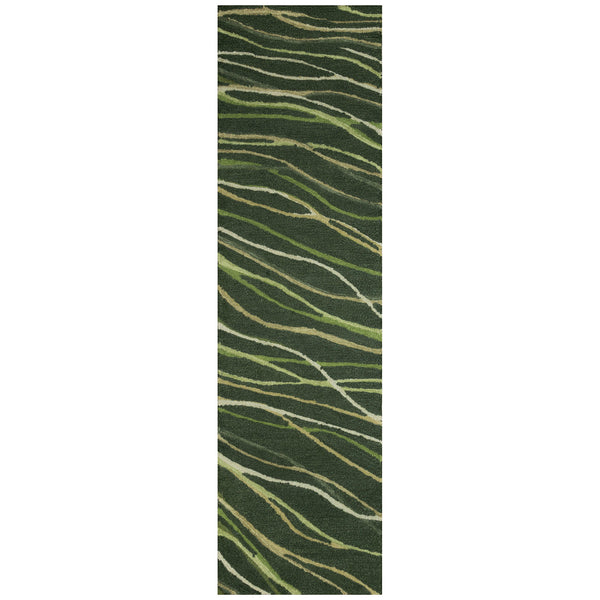 Trans Ocean Liora Manne Horizon Ribbons Indoor Area Rug - Hand Tufted Wool With Contemporary Wave Design Green Wool Pile Hrnr8786516