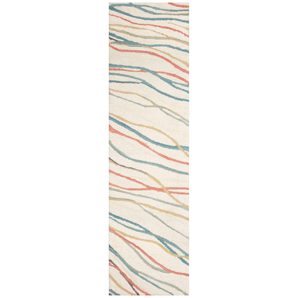 Trans Ocean Liora Manne Horizon Ribbons Indoor Area Rug - Hand Tufted Wool With Contemporary Wave Design Ivory Wool Pile Hrnr8786523