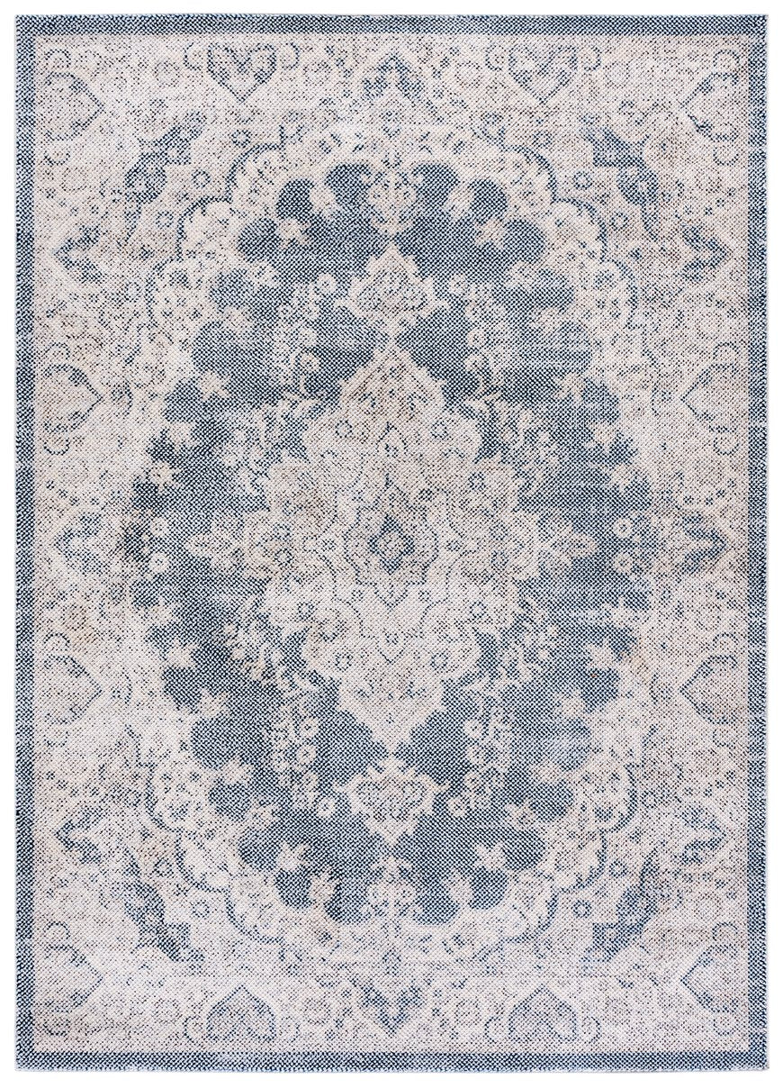 Safavieh Harrison Blue Ivory Area Rug - Elegant Medium Rectangle, 5'3" X 7'6" For Timeless Home Decor Blue ,Ivory Polyester Pile Hrs400m-5