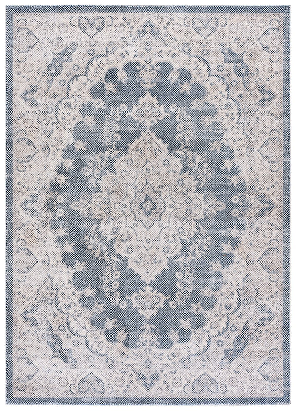 Safavieh Harrison Blue Ivory Area Rug - Elegant Medium Rectangle, 5'3" X 7'6" For Timeless Home Decor Blue ,Ivory Polyester Pile Hrs400m-5