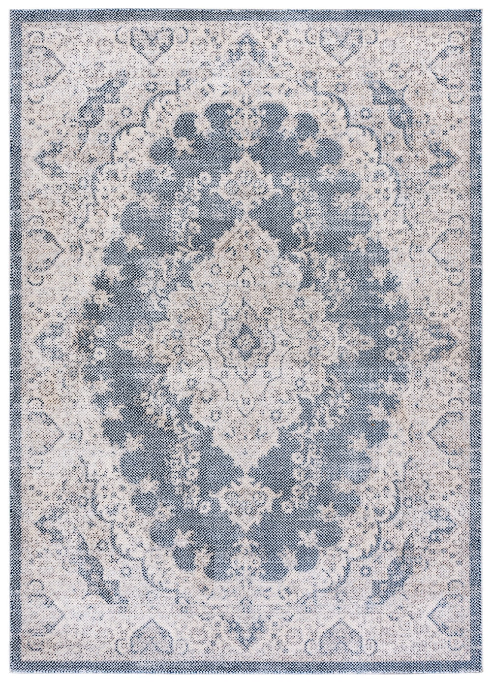 Safavieh Harrison Elegant Transitional Rug In Beautiful Colors, Perfect For Hallways And High Traffic Areas Blue ,Ivory Polyester Pile Hrs400m-7sq