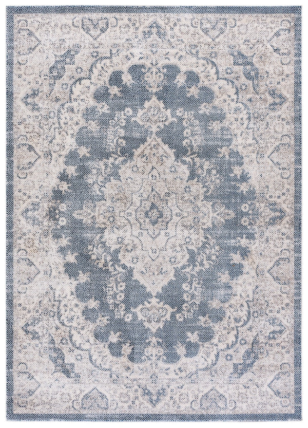 Safavieh Harrison Elegant Transitional Rug In Beautiful Colors, Perfect For Hallways And High Traffic Areas Blue ,Ivory Polyester Pile Hrs400m-7sq