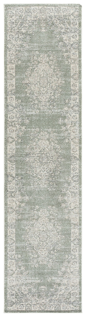 Safavieh Harrison Green And Ivory Transitional Medallion Area Rug — Low-Profile Jute Blend, Soft Durable Style 6'-7" x 6'-7" HRS400Y-7SQ