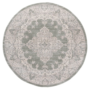 Safavieh Harrison Green And Ivory Transitional Medallion Area Rug — Low-Profile Jute Blend, Soft Durable Style 6'-7" x 6'-7" HRS400Y-7SQ