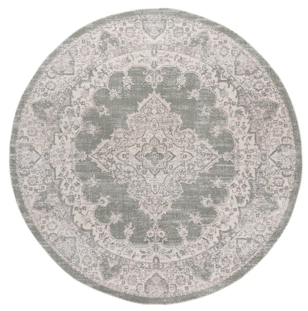 Safavieh Harrison Green And Ivory Transitional Medallion Area Rug — Low-Profile Jute Blend, Soft Durable Style 6'-7" x 6'-7" HRS400Y-7SQ