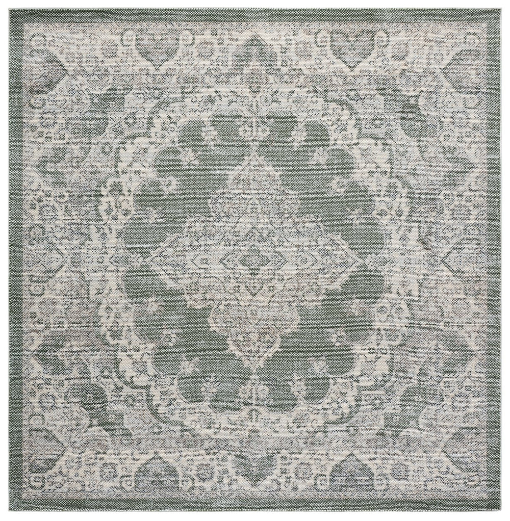 Safavieh Harrison Transitional Green And Ivory Medallion Rug — Power-Loomed Turkey, Low Pile, Durable Style 9'-0" x 12'-0" HRS400Y-9