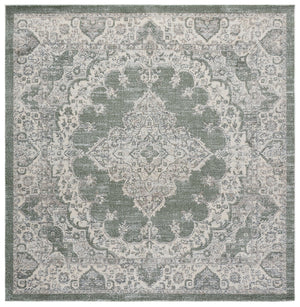 Safavieh Harrison Green And Ivory Transitional Medallion Area Rug — Low-Profile Jute Blend, Soft Durable Style 6'-7" x 6'-7" HRS400Y-7SQ