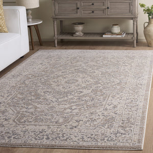 Safavieh Harrison Transitional Square Area Rug In Beige Ivory Grey — Low-Profile Power-Loomed Turkish Pile Harmony 6'-7" x 6'-7" HRS402B-7SQ