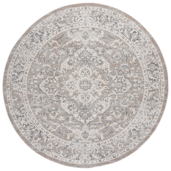 Safavieh Harrison Transitional Square Area Rug In Beige Ivory Grey — Low-Profile Power-Loomed Turkish Pile Harmony 6'-7" x 6'-7" HRS402B-7SQ