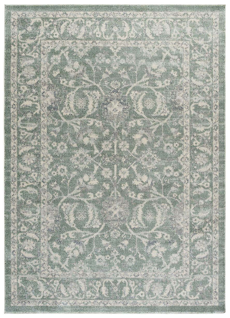 Safavieh Harrison Area Rug 5'3" X 7'6" Green/Ivory - Transitional Minimalist Design For Modern Homes Green ,Ivory Polyester Pile Hrs406y-5