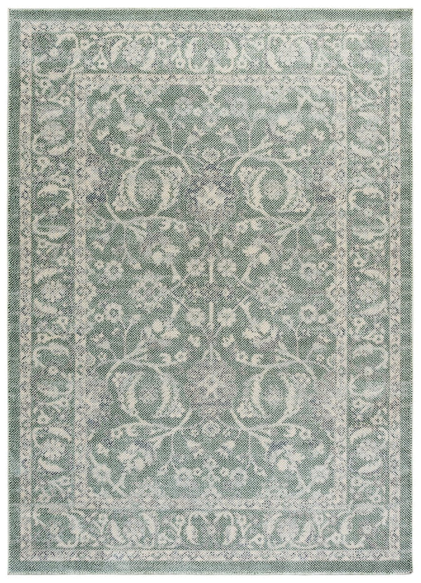 Safavieh Harrison Area Rug 5'3" X 7'6" Green/Ivory - Transitional Minimalist Design For Modern Homes Green ,Ivory Polyester Pile Hrs406y-5