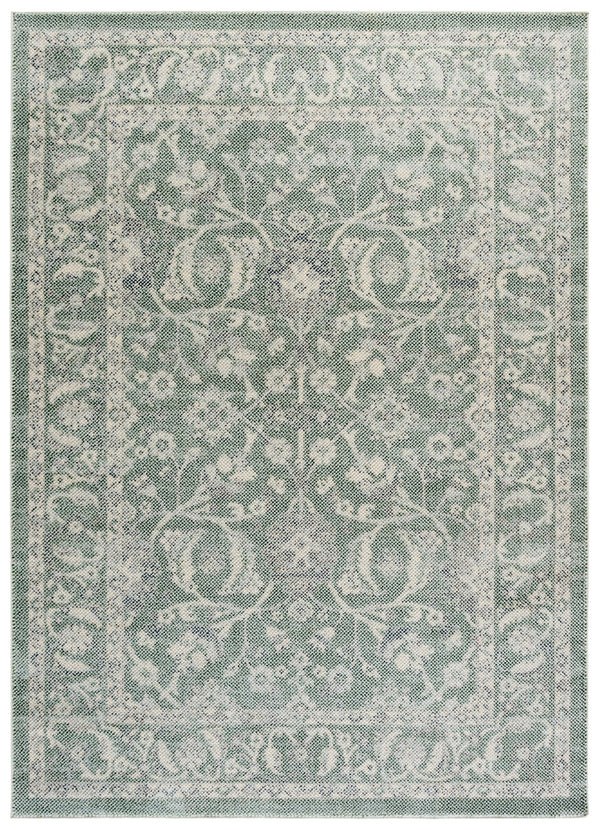Safavieh Harrison Elegant Area Rug For Hallways - Soft Polyester Pile, Transitional Style, Made In Turkey Green ,Ivory Polyester Pile Hrs406y-28