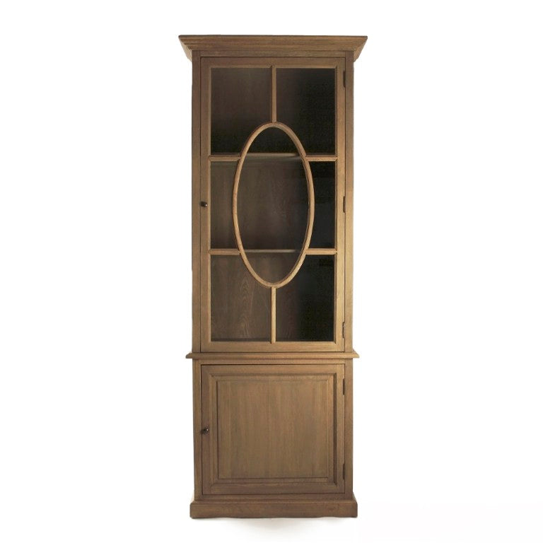 Zentique Florence Tall Oak Cabinet with Slim Vertical Profile, Ample Shelving & Warm Finish for Entryway HS006 E255